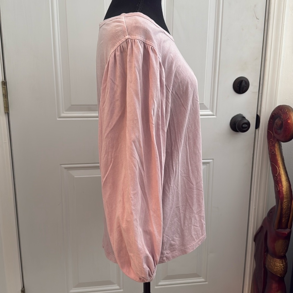 Universal Thread Womens Dusty Pink Lilac Puff Balloon Sleeve Cotton Top Medium - Picture 10 of 15